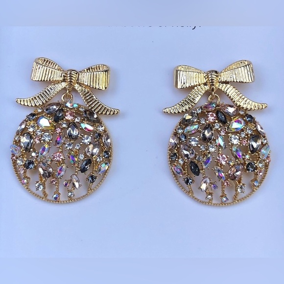 Christmas Holiday Earings Gold Multi Color‎ - Picture 4 of 7